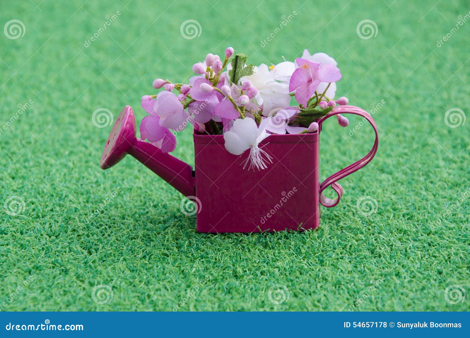 Pink flower in tank stock photo. Image of turf, garden 54657178