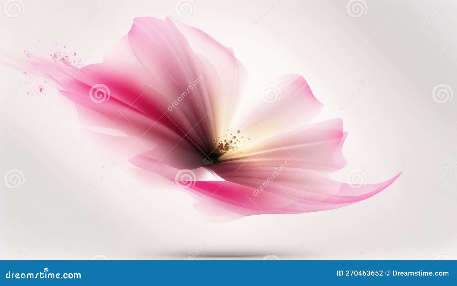 A Pink Flower with a White Center on a White Background. Generative Ai