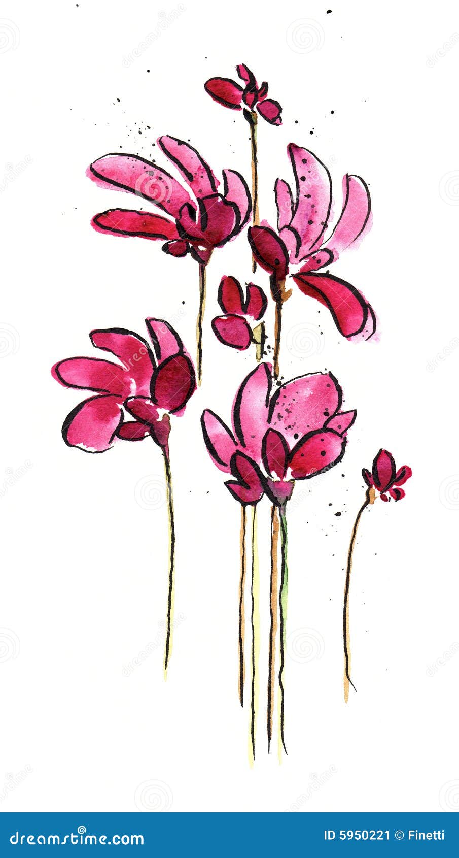 Pink flowers stock illustration. Illustration of design - 5950221