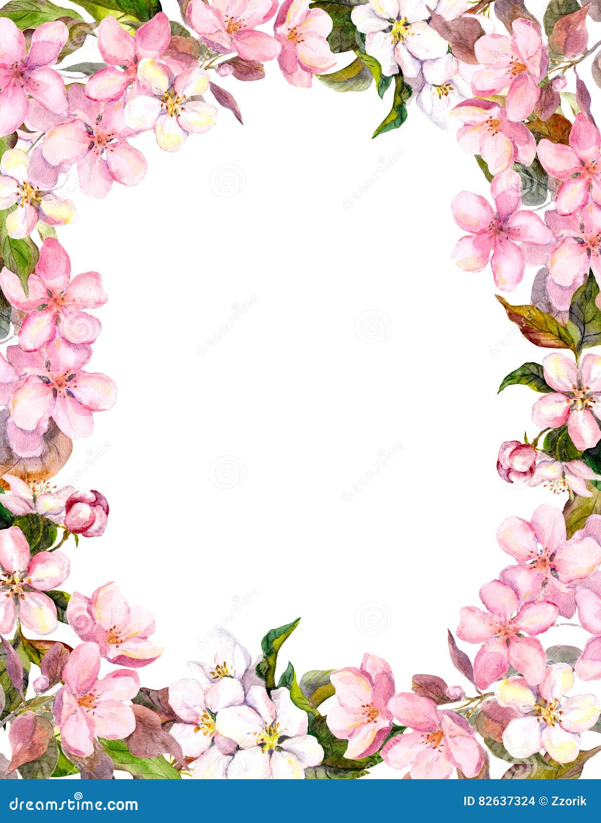 Pink Flowers Apple Cherry Blossom Floral Border For Shabby