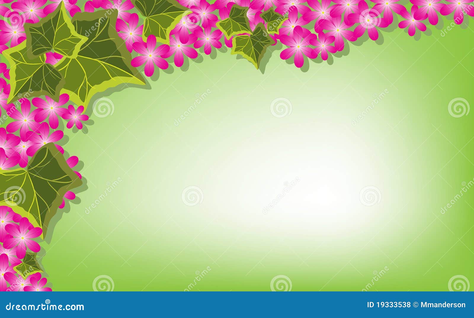 Pink Flowers and Ivy on Green Background Stock Vector - Illustration of  floral, blossom: 19333538