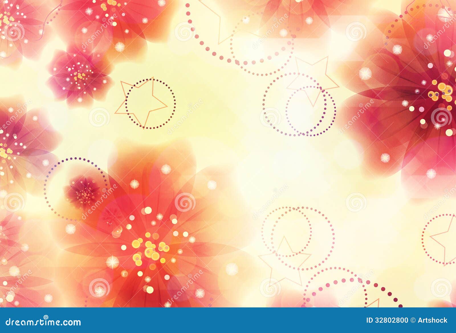 Pink Flowers on Yellow Background Stock Illustration Illustration of