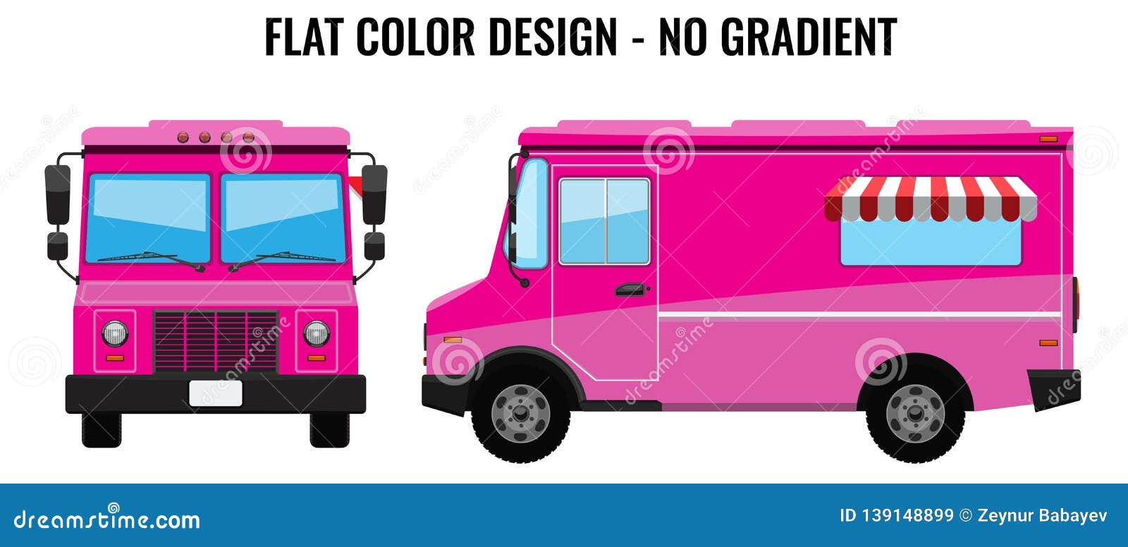 Download Pink Food Truck Hi-detailed With Solid And Flat Color Design Template For Mock Up Brand Identity ...
