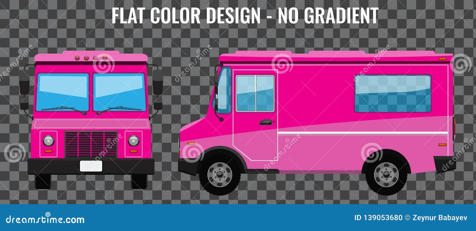 Download Pink Food Truck Hi-detailed With Solid And Flat Color Design Template For Mock Up Brand Identity ...