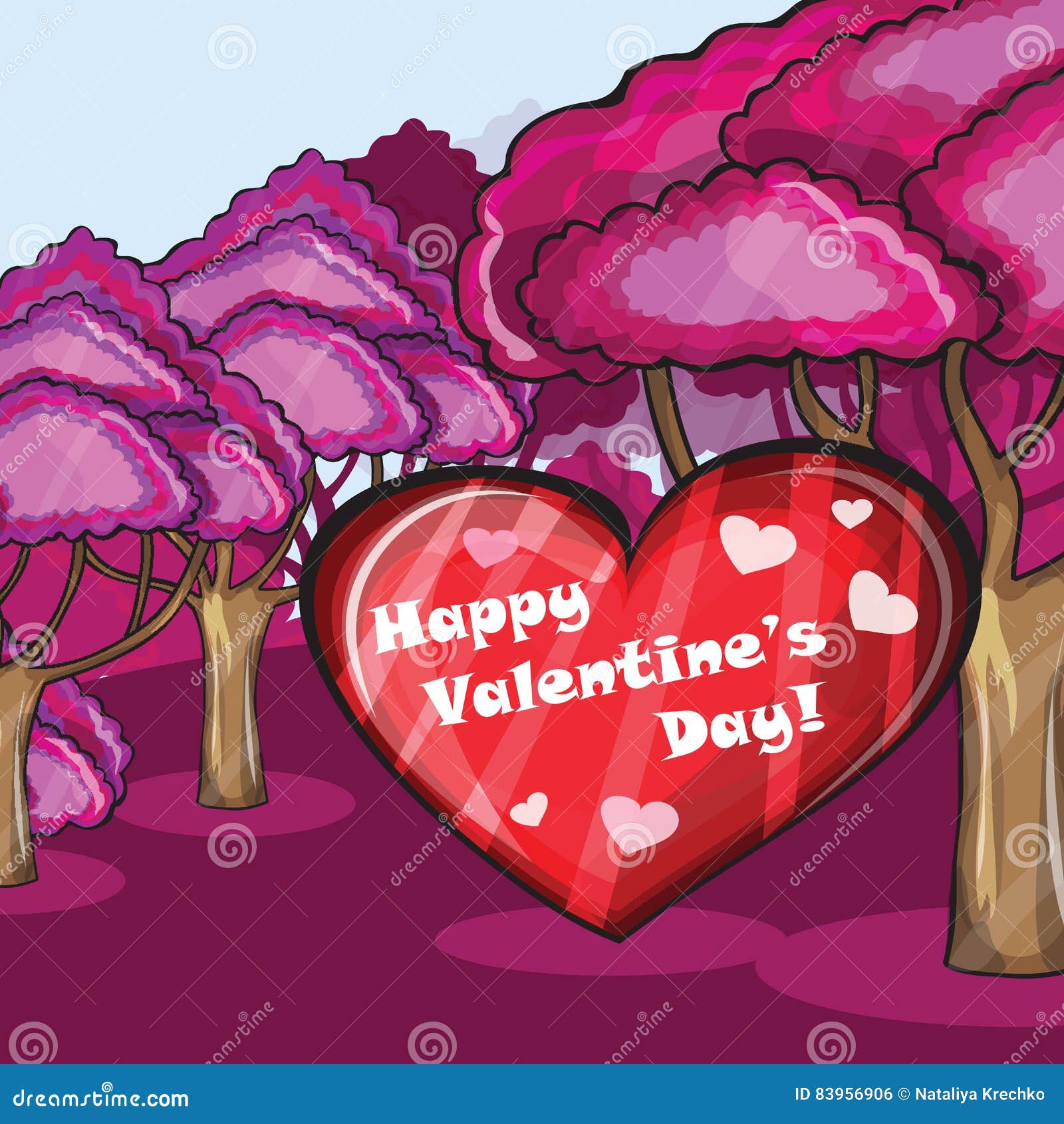 Pink Forest Impressionism Oil Acrylic Painting Stock Image