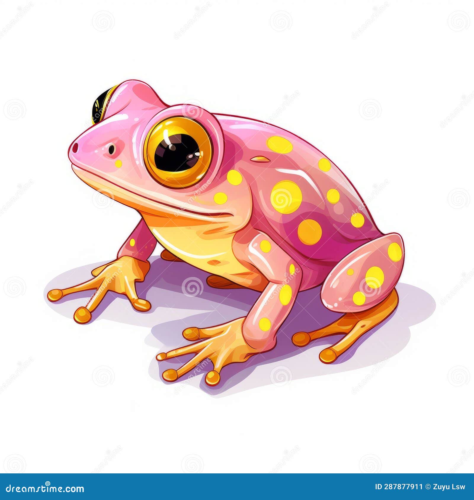 Pink Frog with Yellow Dot Skin Pattern Sitting, Hand-drawn Cartoon  Illustration Stock Illustration - Illustration of yellow, clip: 287877911