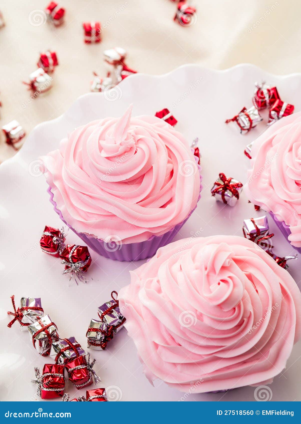 Pink Frosted Cupcakes stock photo. Image of sweet, cupcake 27518560