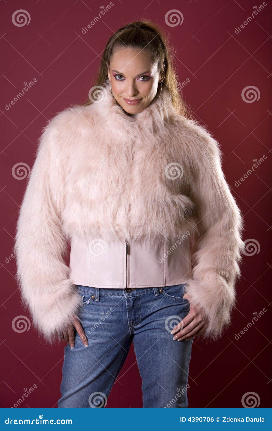 Pink fur coat stock photo. Image of makeup, female, women 4390706