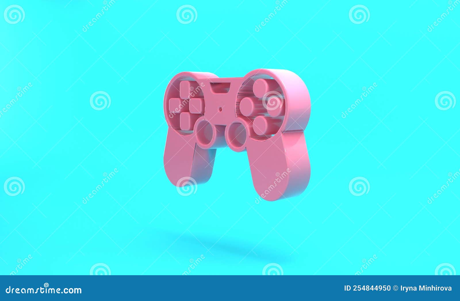 Pink Game Controller or Joystick for Game Console Icon Isolated on