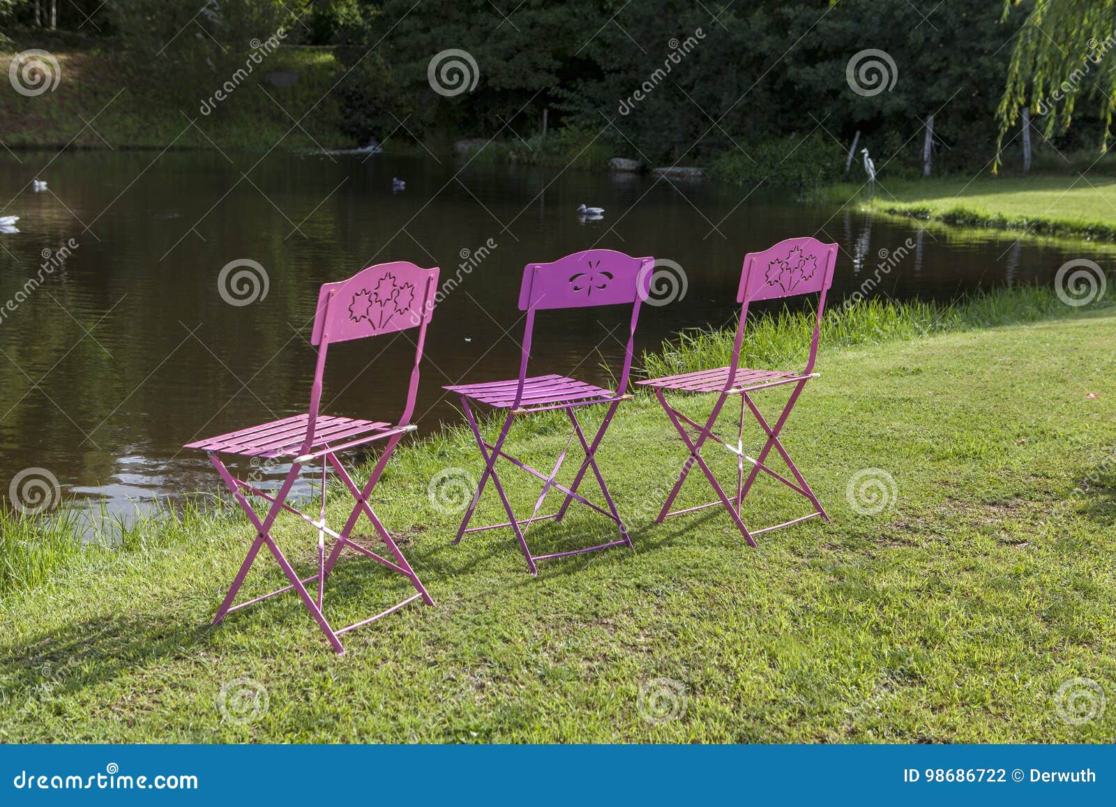 Pink garden chair stock photo. Image of green, relaxation 98686722