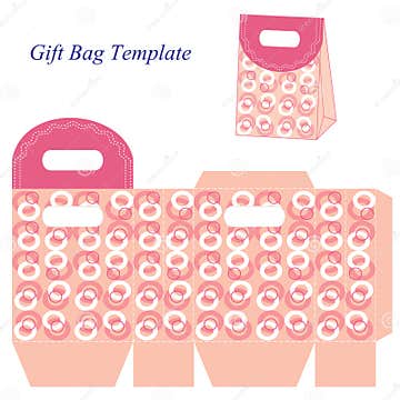 Pink Gift Bag Template with Circles, Vector Illustration Stock Vector ...