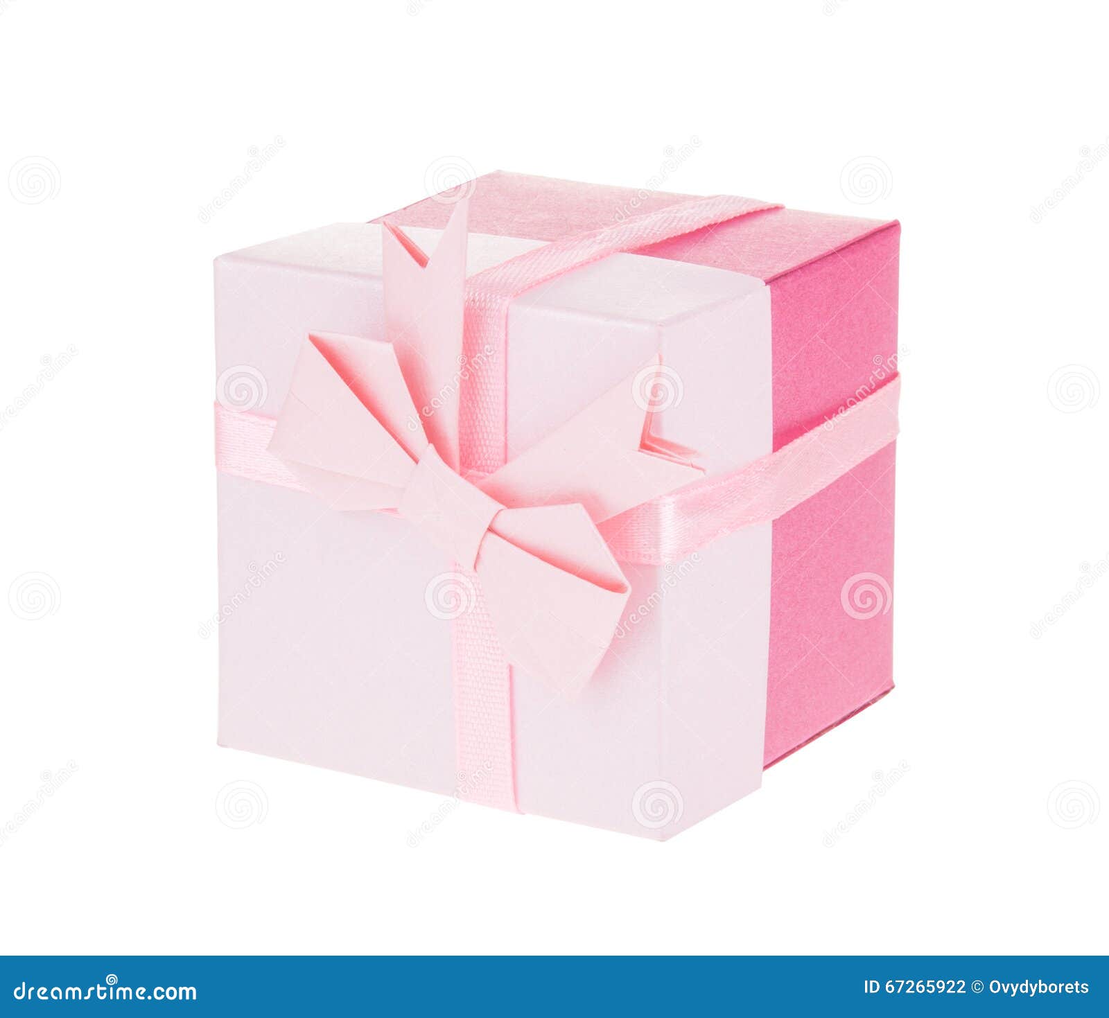 Pink Gift Box With Ribbon Bow Isolated On White Background