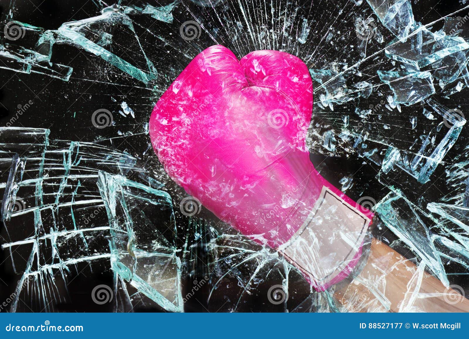 pink girl power breaking glass..