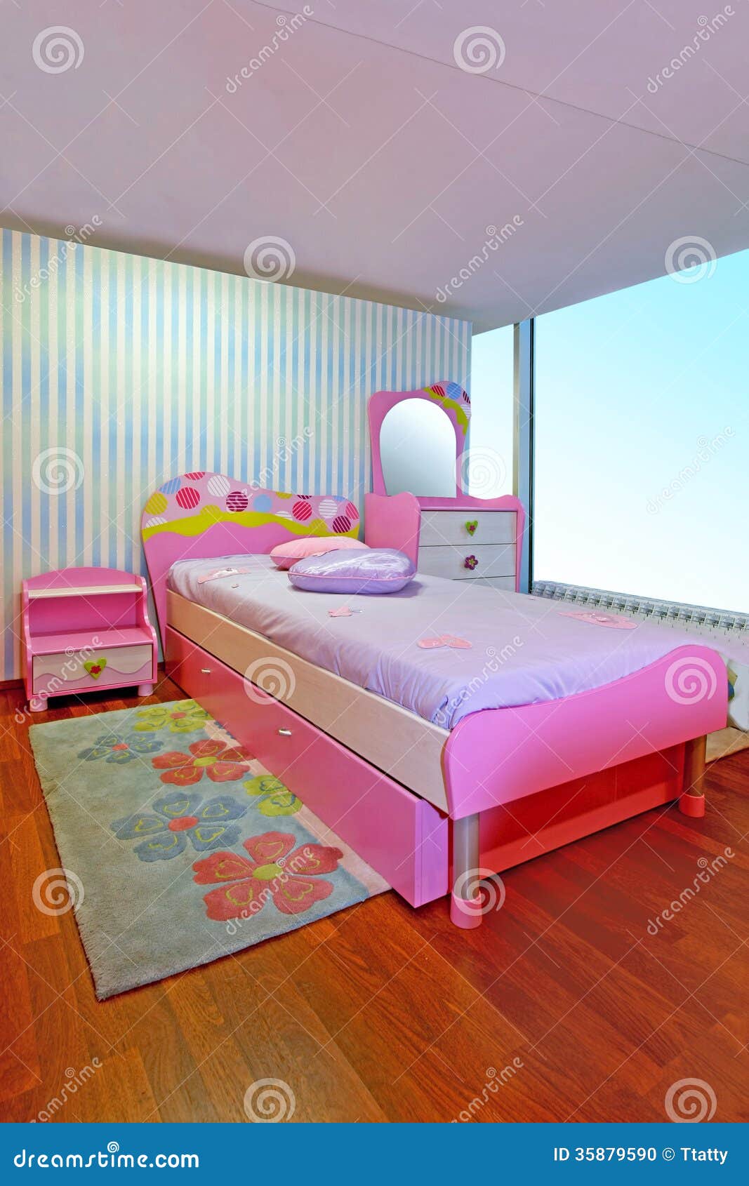 Pink Girly  Bedroom  Stock Photo Image 35879590