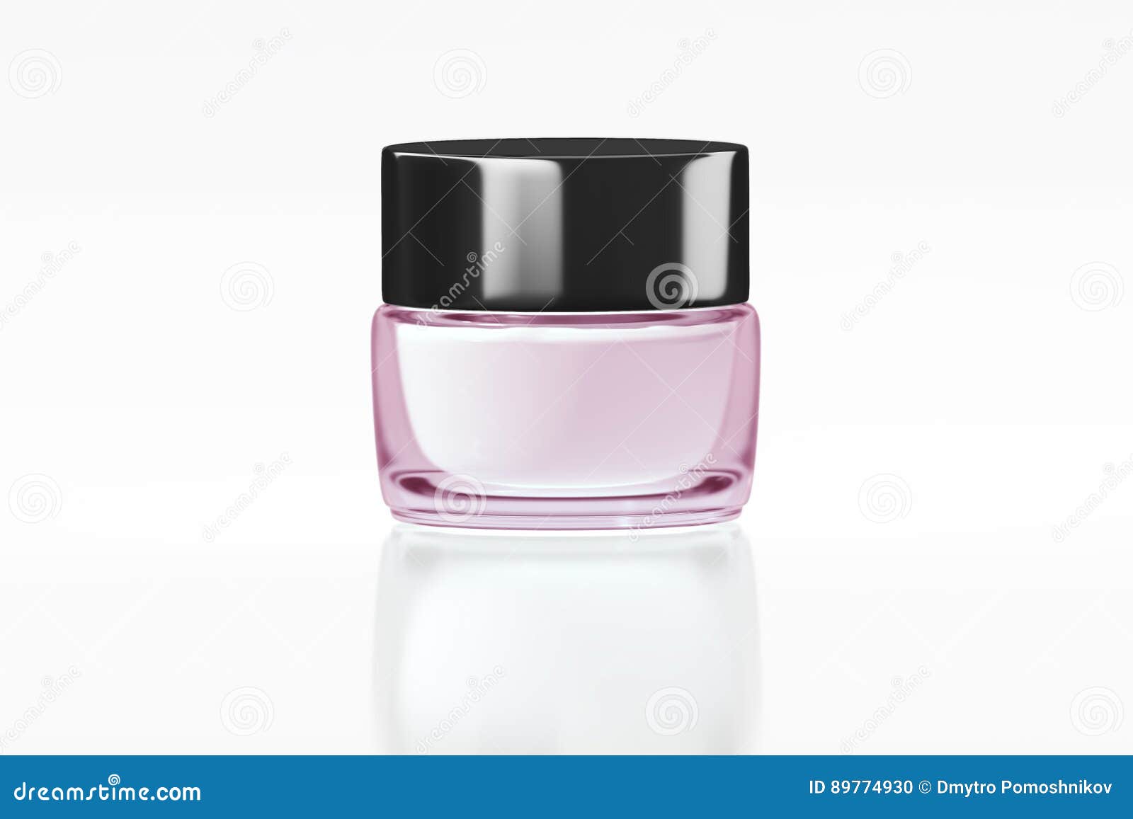 Pink Glass Jar with Black Glossy Plastic Lid 3D Rendering Stock Photo