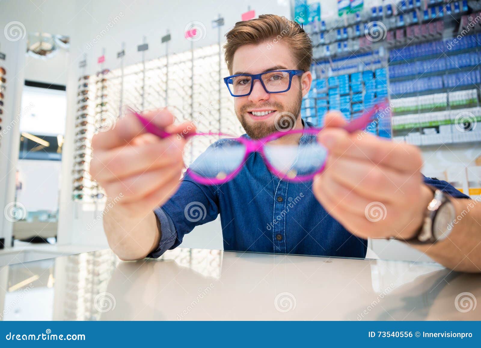Pink glasses stock photo. Image of inside, interior, handsome - 73540556