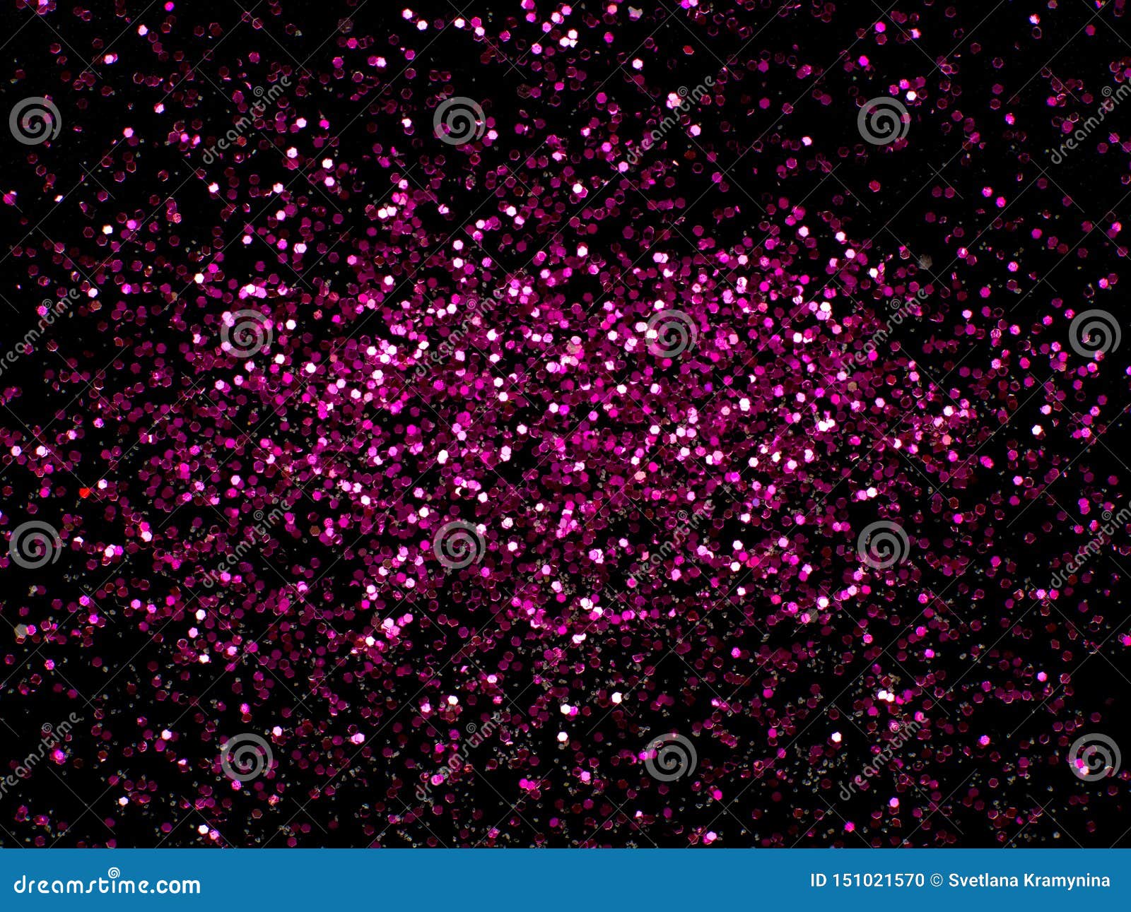 Pink Glitter Sparkle on Black Background with Place for Your Text Stock