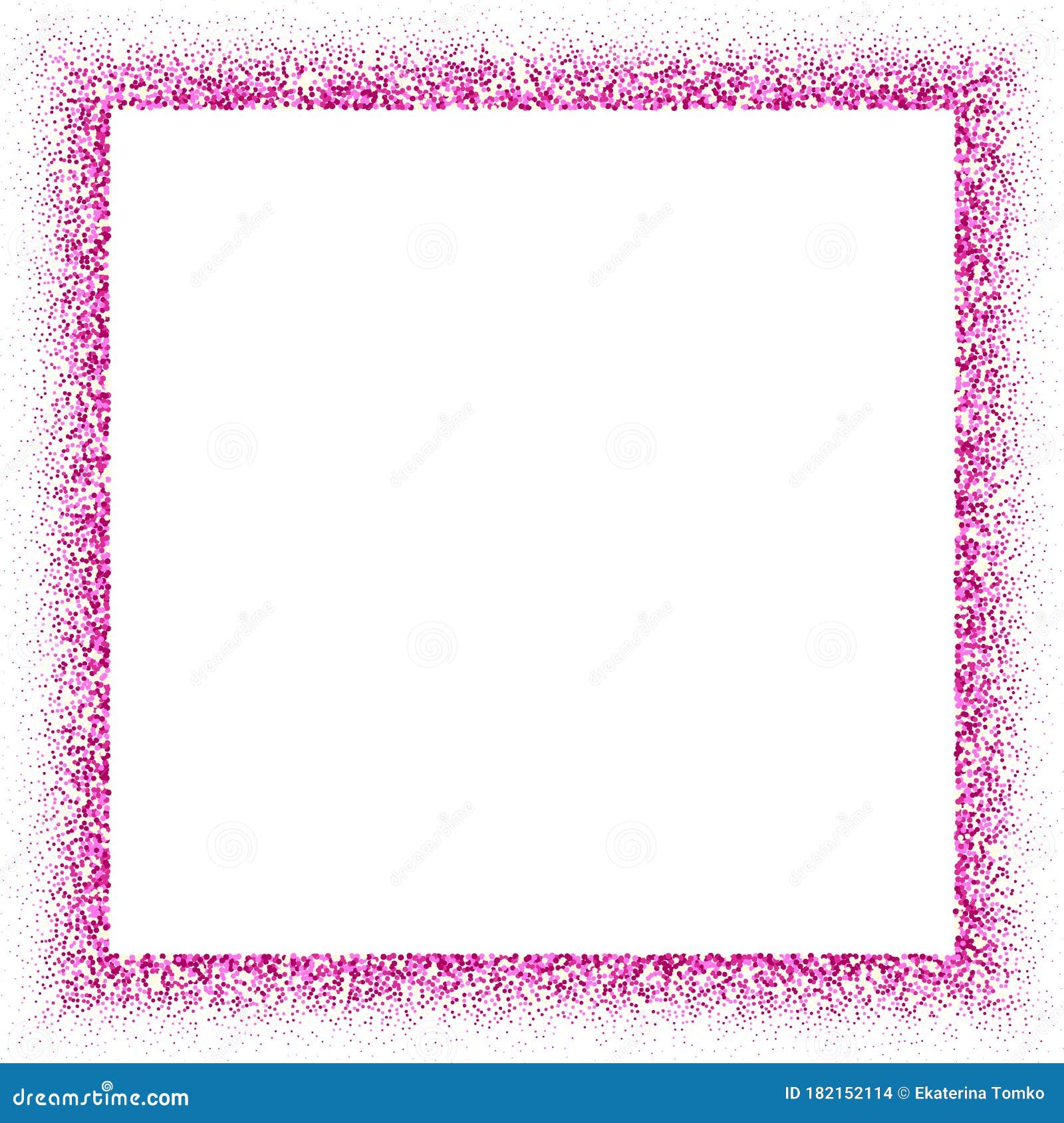 Pink Gold Glitter. Bordered Frame with Pink Gold Glitter on White