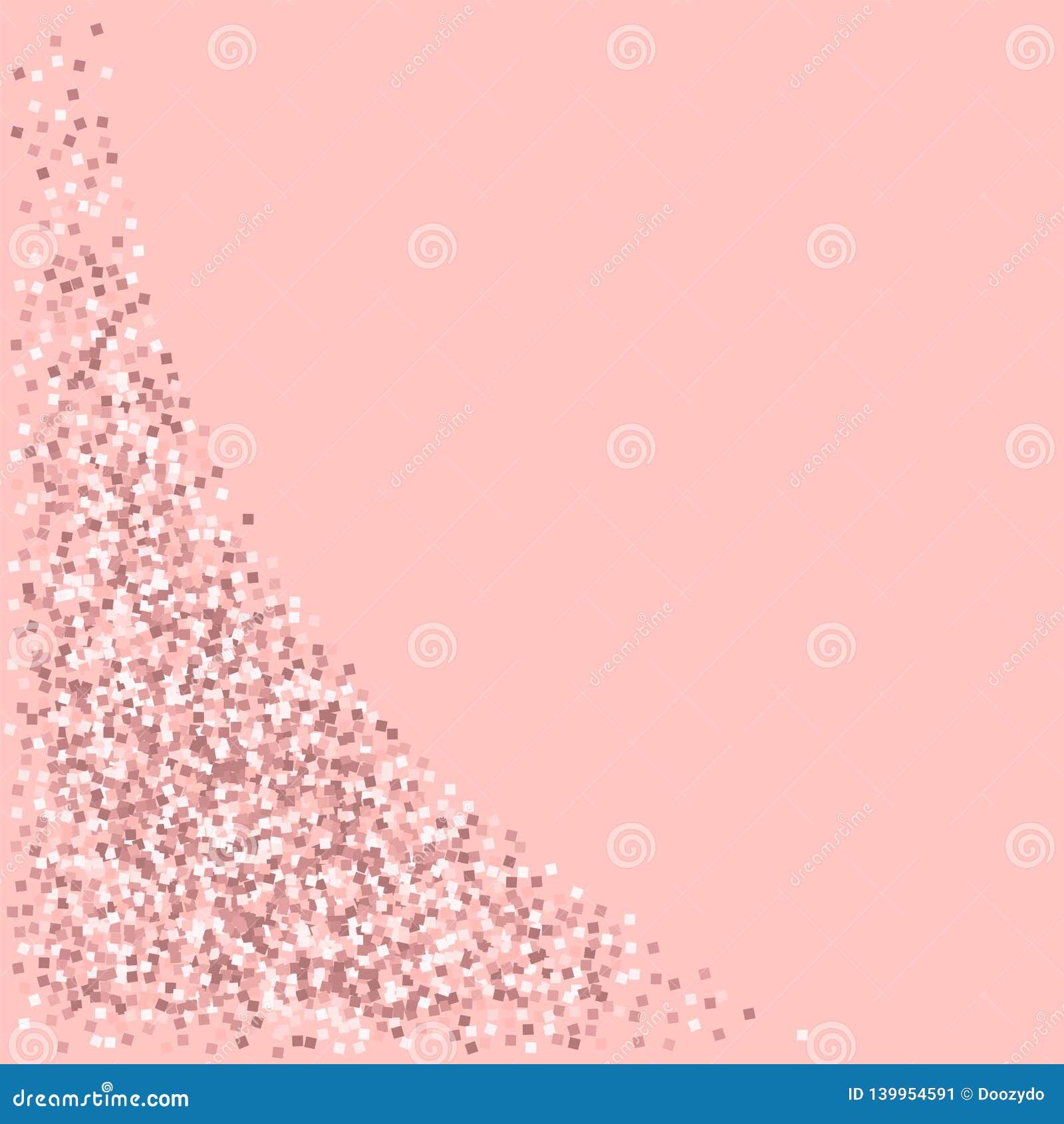 Pink Gold Glitter. Bottom Left Corner with Pink Gold Stock Illustration