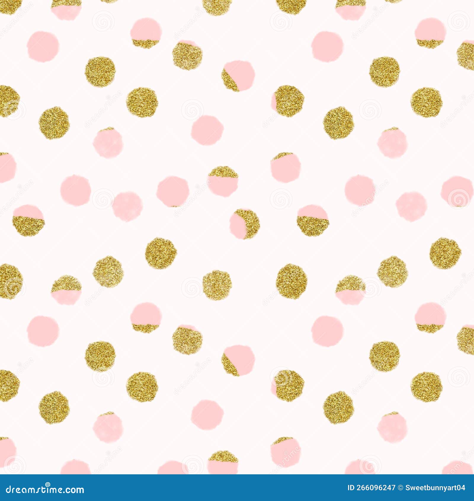 Pink and Gold Polka Dot Pattern Design Stock Illustration