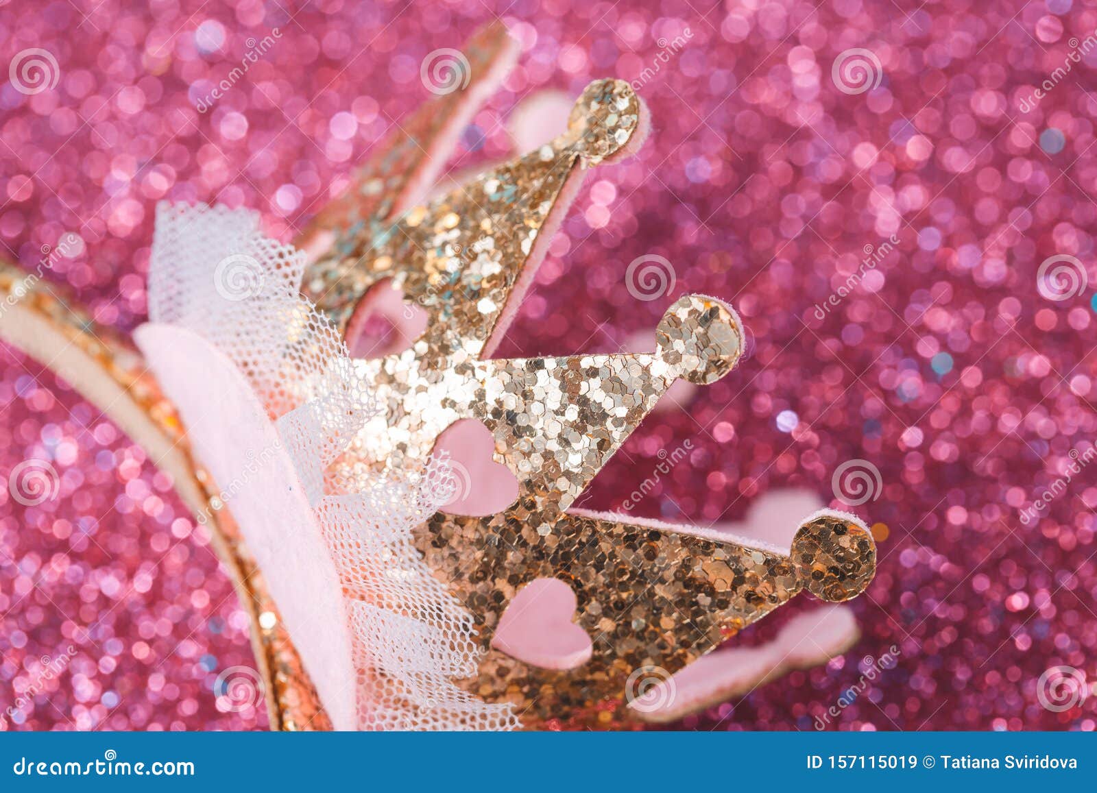 Pink and Gold Princess Crown Headband Macro Stock Image - Image of  childhood, girl: 157115019