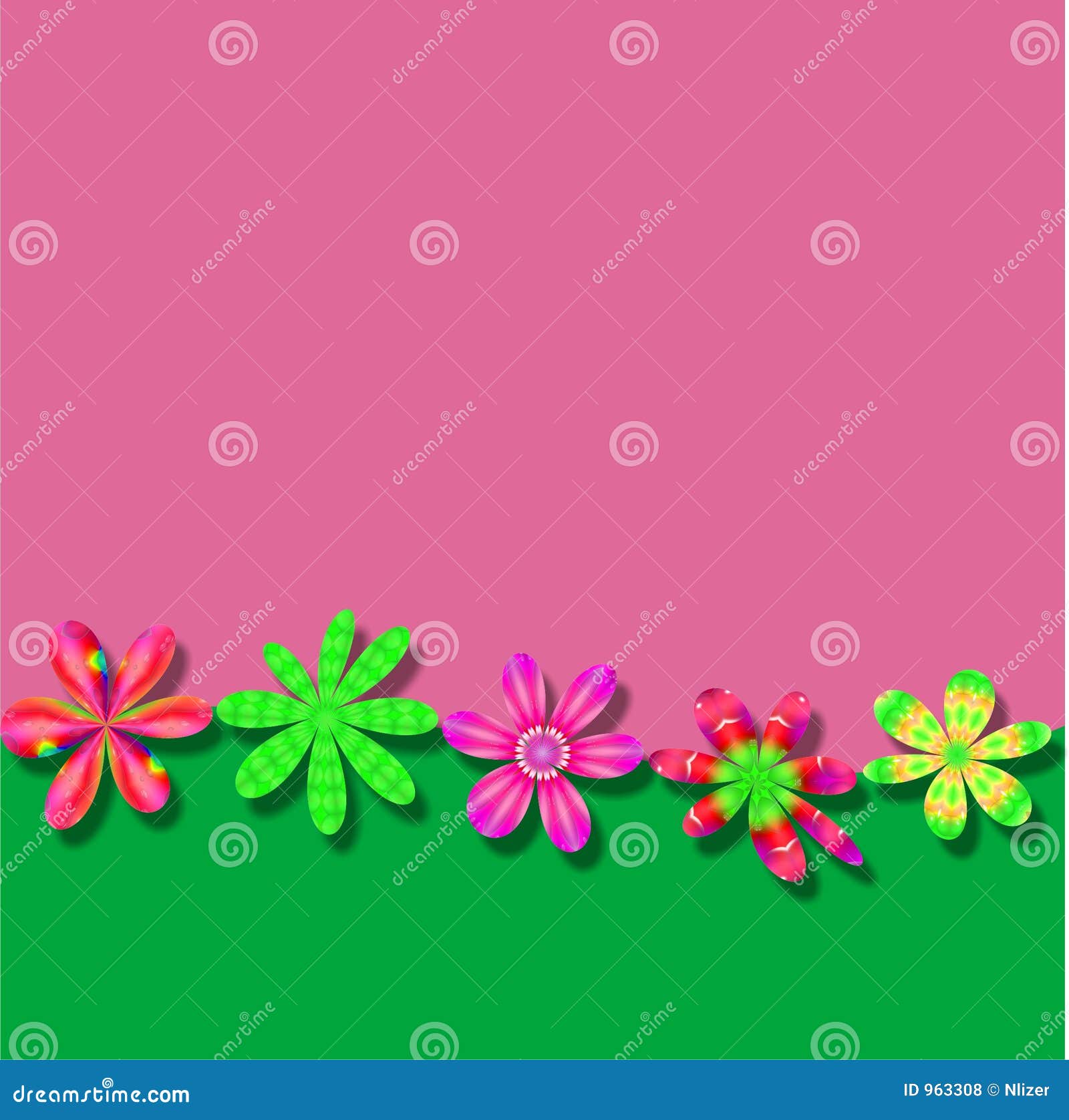 Pink Green Flower Frame Wallpaper Background Stock Illustration -  Illustration of closeup, decorative: 963308