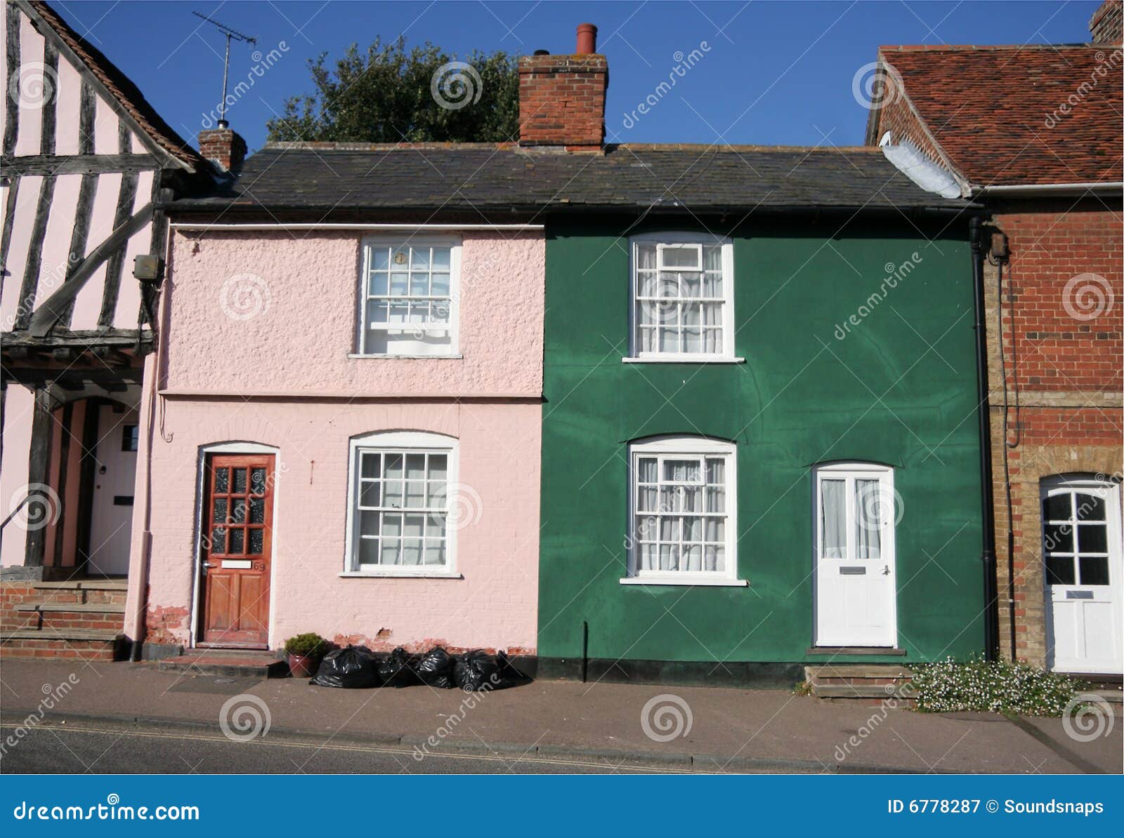 Pink and Green house stock image. Image of character, quaint 6778287