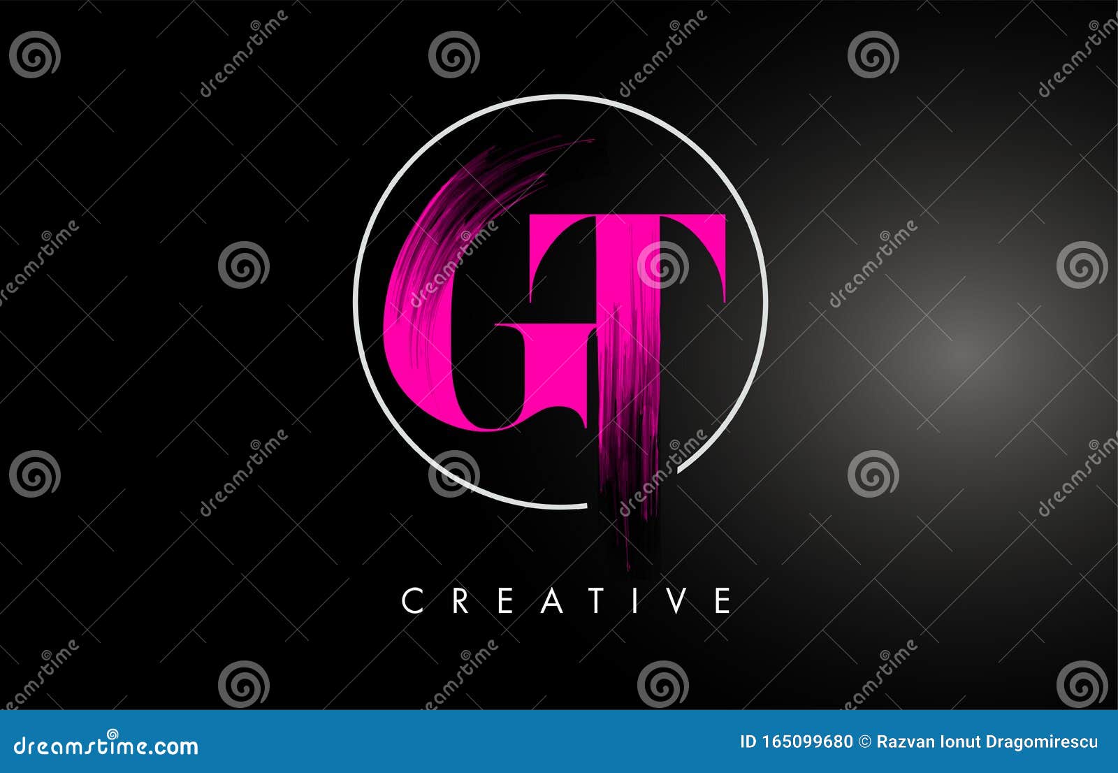 pink gt brush stroke letter logo . pink paint logo leters icon