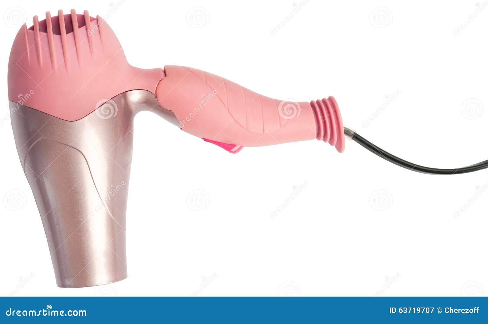 Pink hairdryer on white. Pink hairdryer on isolated white background. Beauty