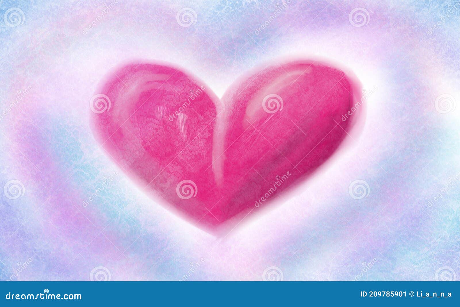 Pink Heart on Blue and Pink Background Stock Illustration