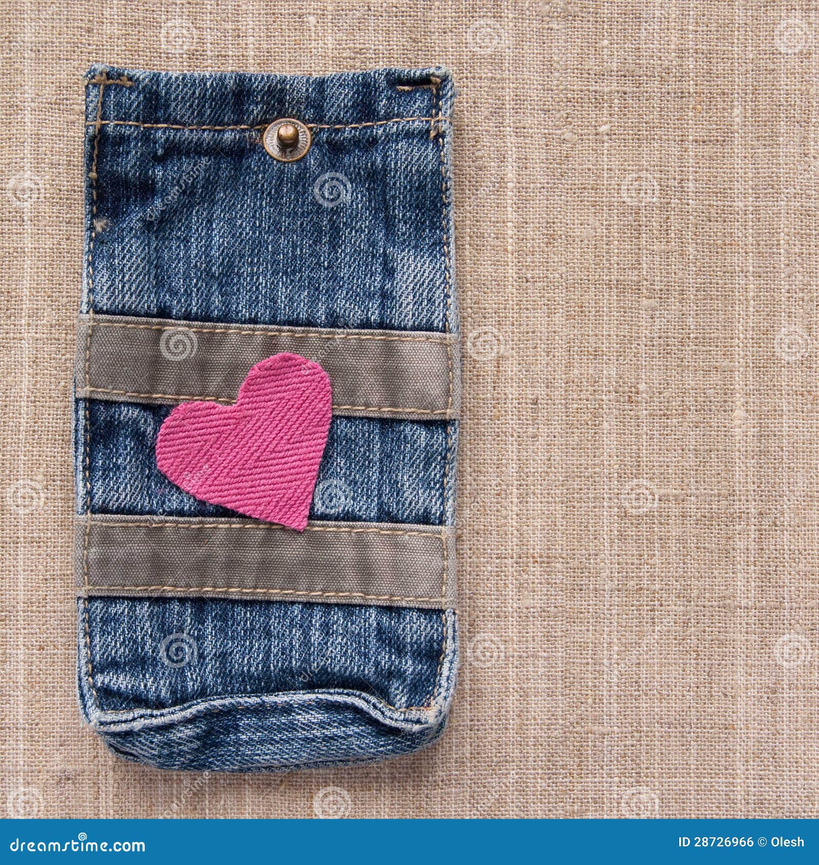 Pink Heart on a Jeans Pocket Stock Photo Image of cotton, crafts