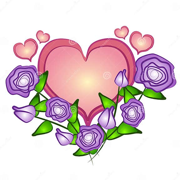 Pink Heart Roses Clip Art stock illustration. Illustration of color ...
