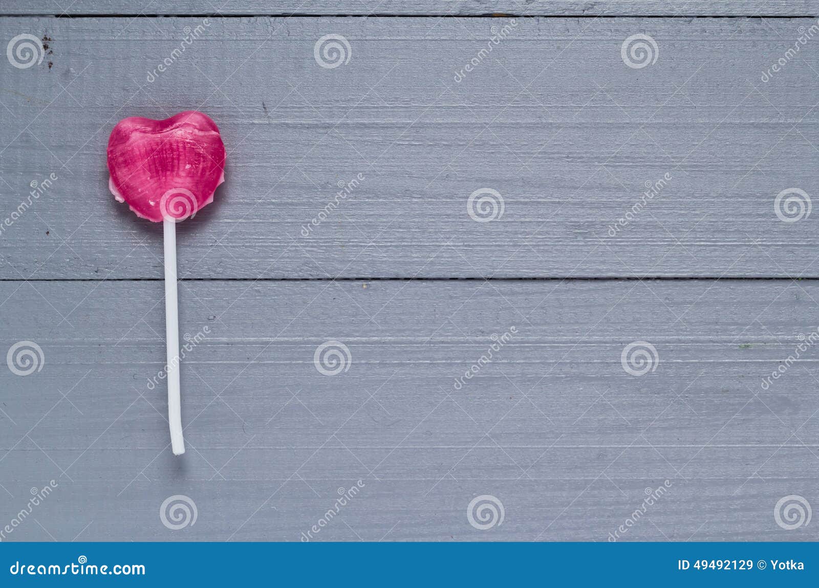 Pink Heart Shaped Lollipop Gray Boards Stock Image - Image of design, class...