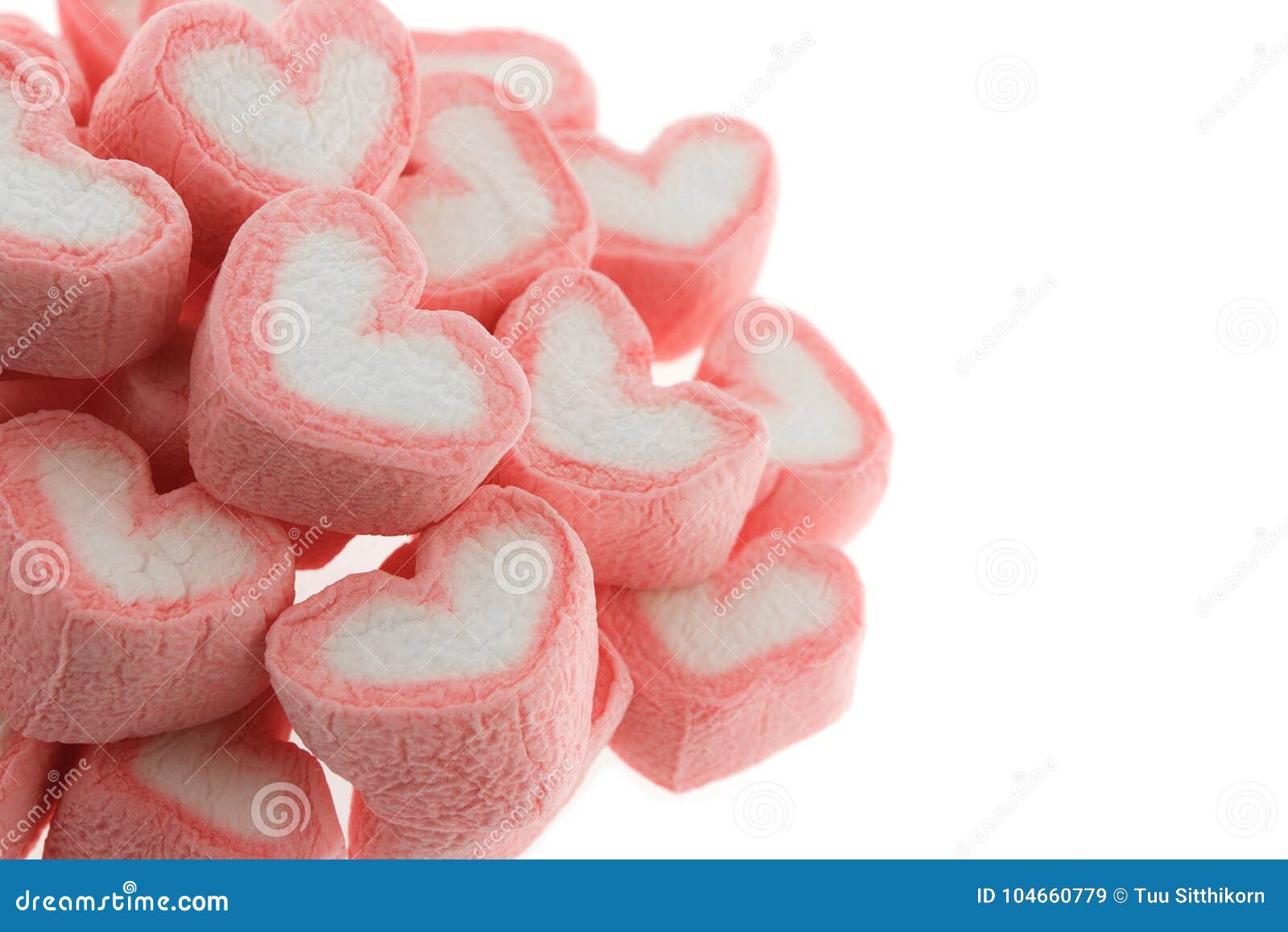 Pink Heart Shaped Marshmallows Isolated Stock Image - Image of romance,  close: 104660779