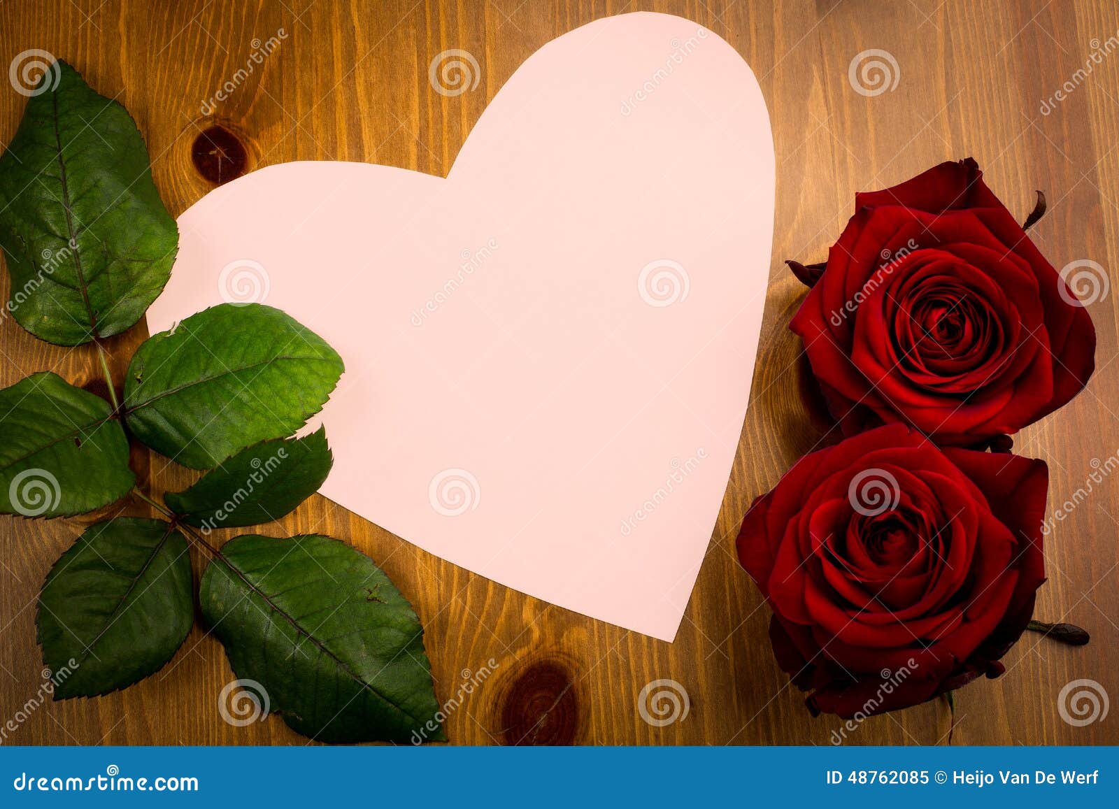 Pink Heart Shaped Note with Leaf and Rose Stock Image - Image of love ...