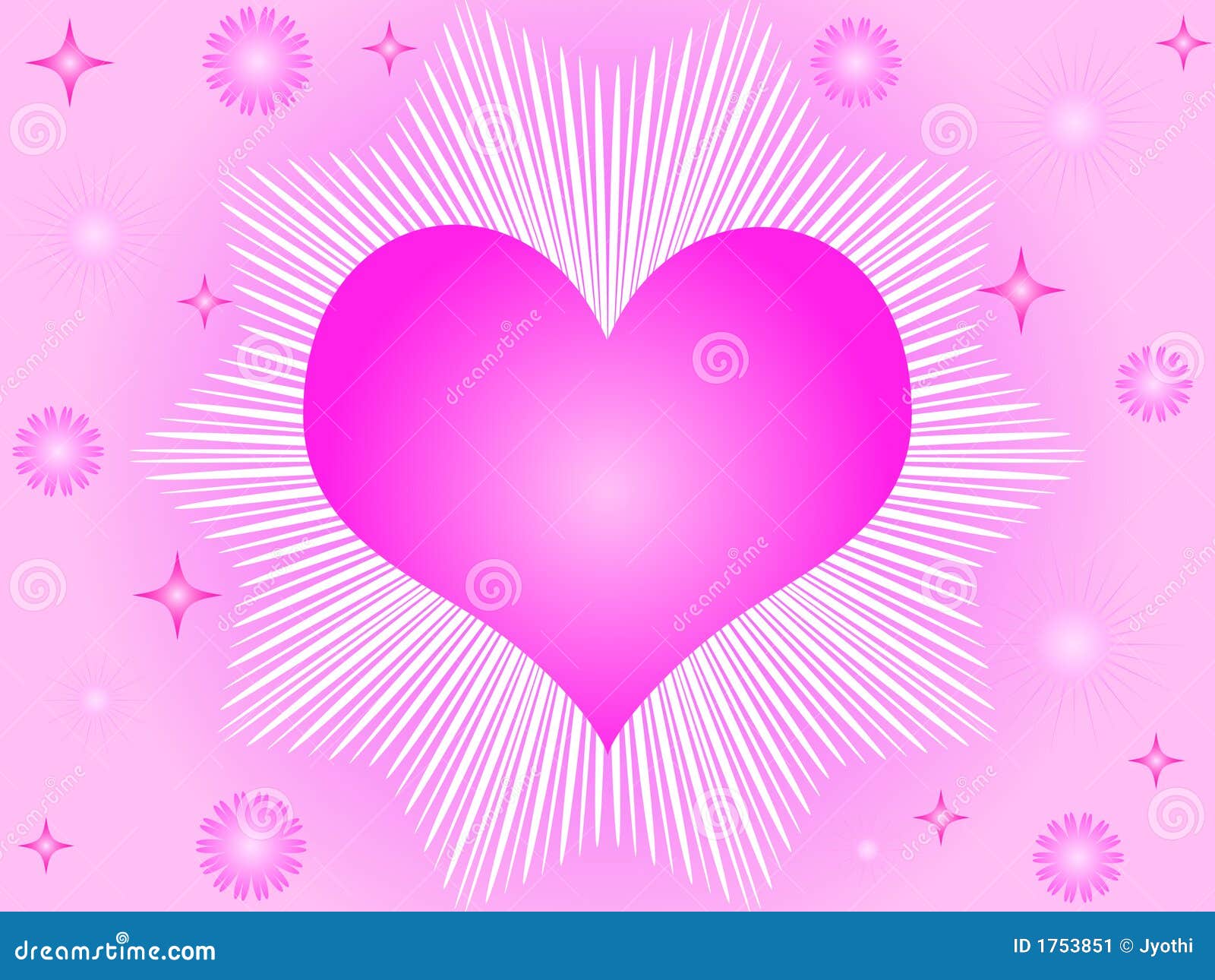 Pink heart and stars stock illustration. Illustration of background