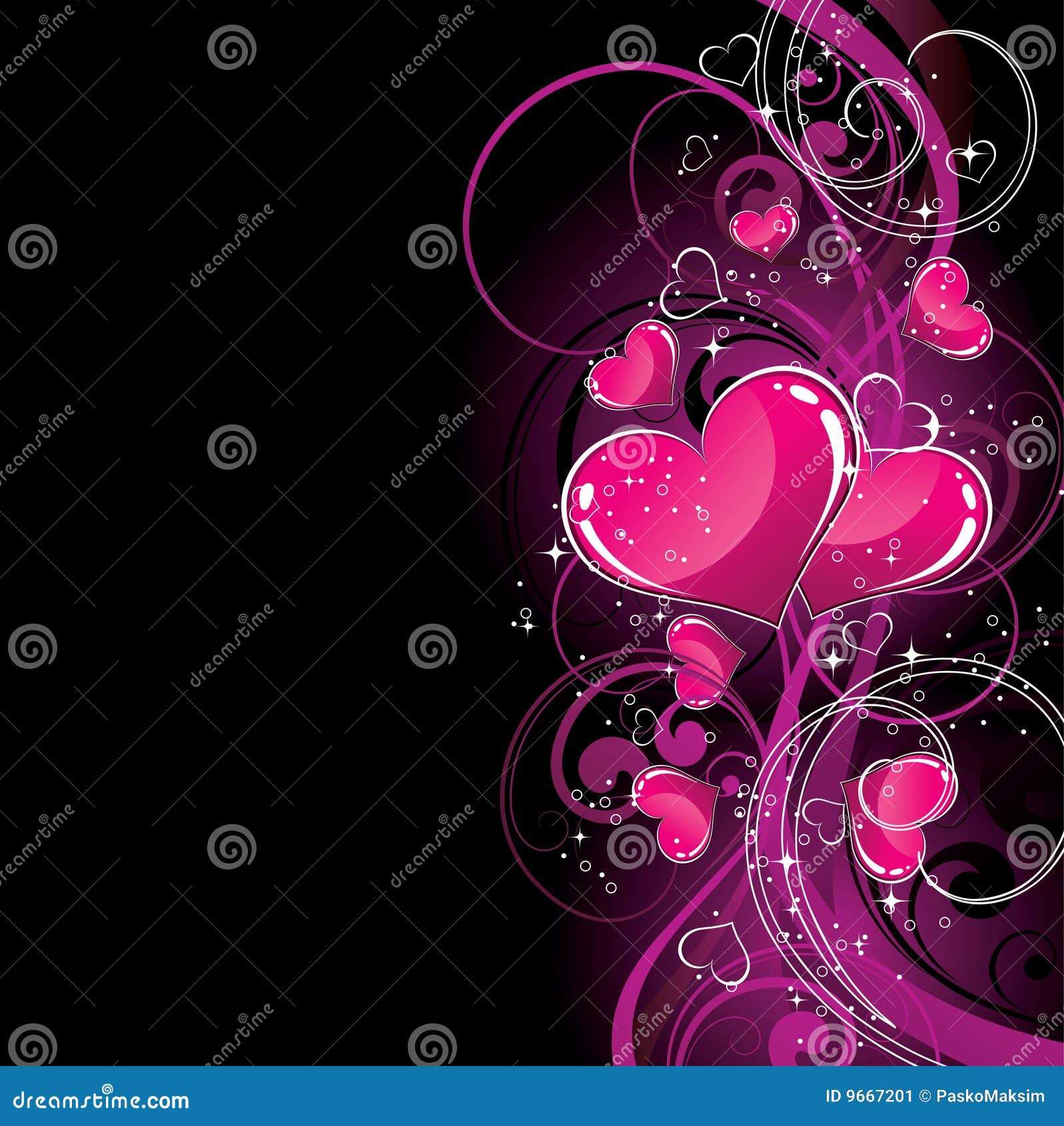  Pink  hearts  on black  stock vector Illustration of hearts  