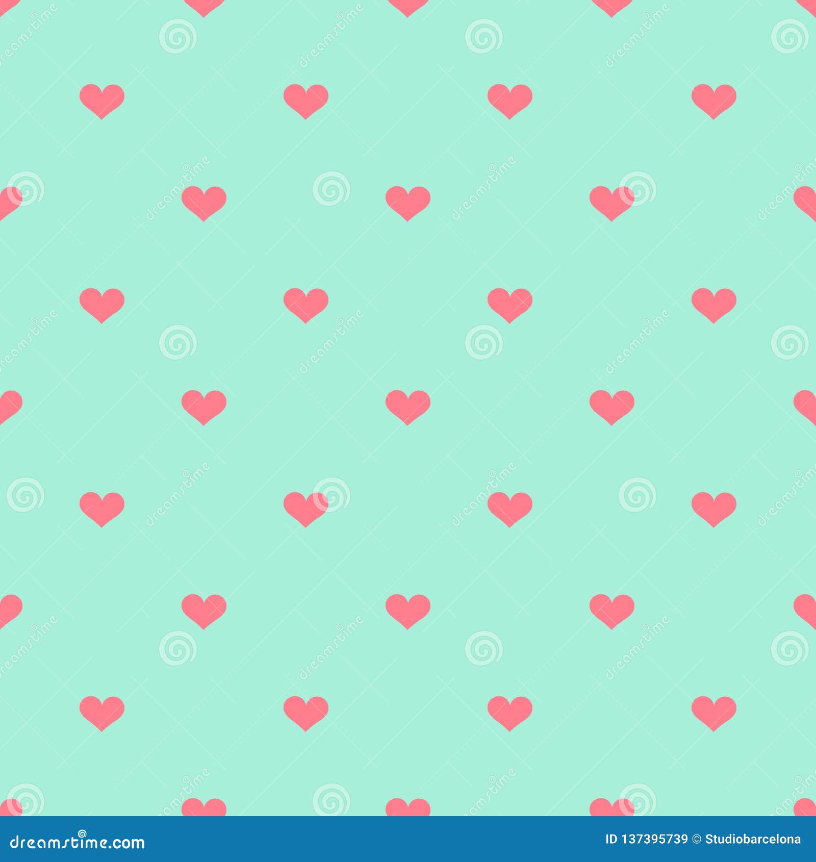 Pink Hearts on Blue Background Pattern Stock Vector Illustration of