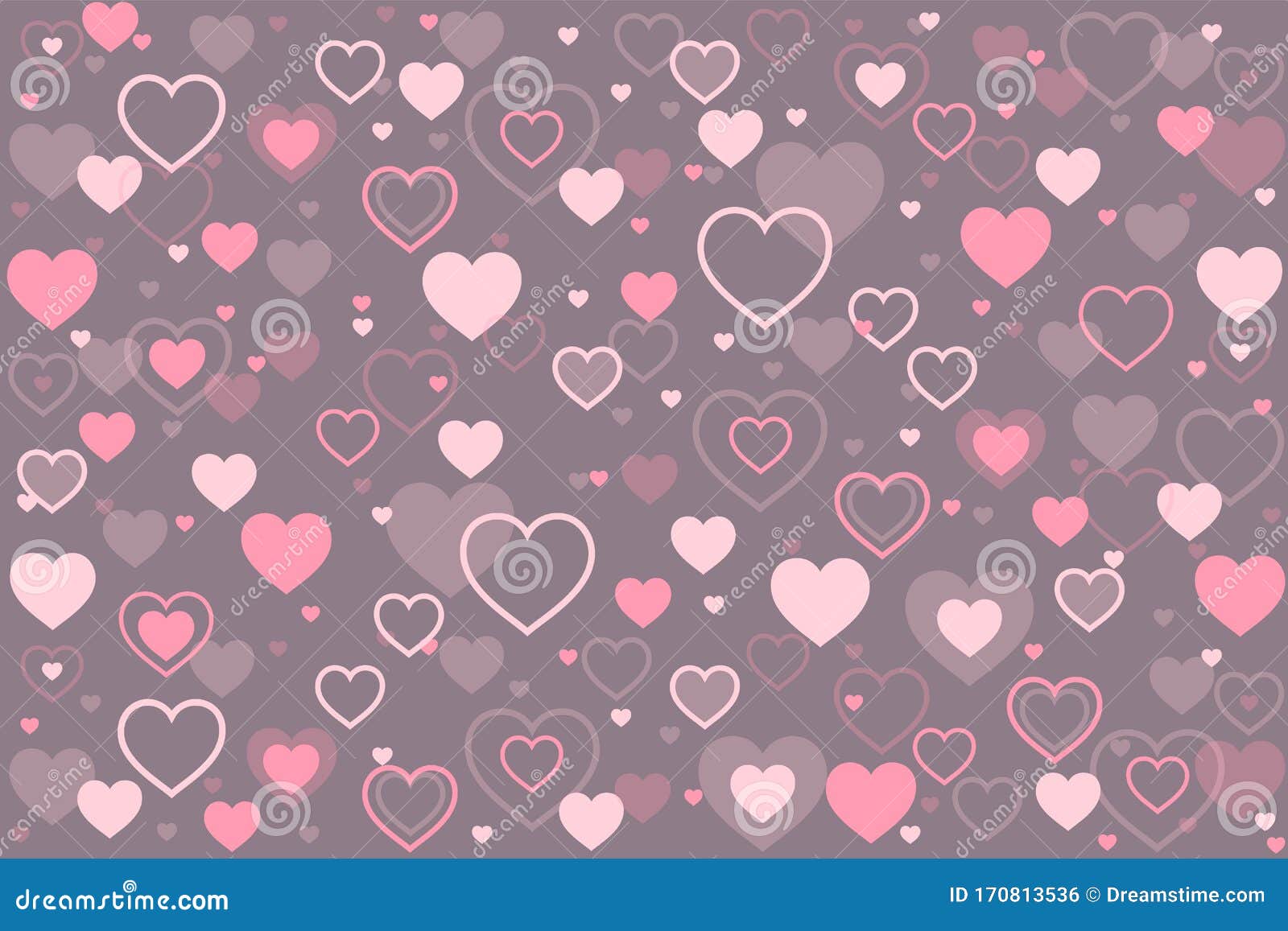 Pink Hearts on Grey Background. Vector Illustration. Stock Vector Illustration of bright