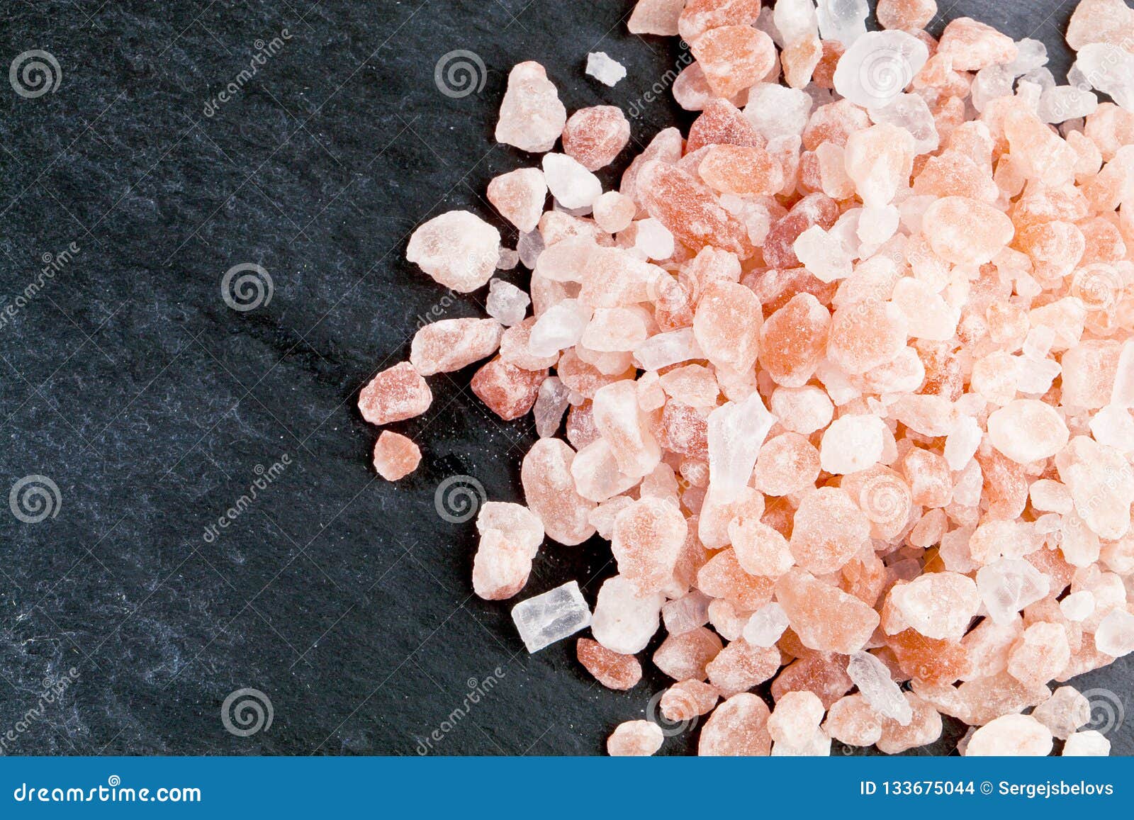 Pink Himalayan Coarse Grain Salt Texture. Top View Stock Photo Image