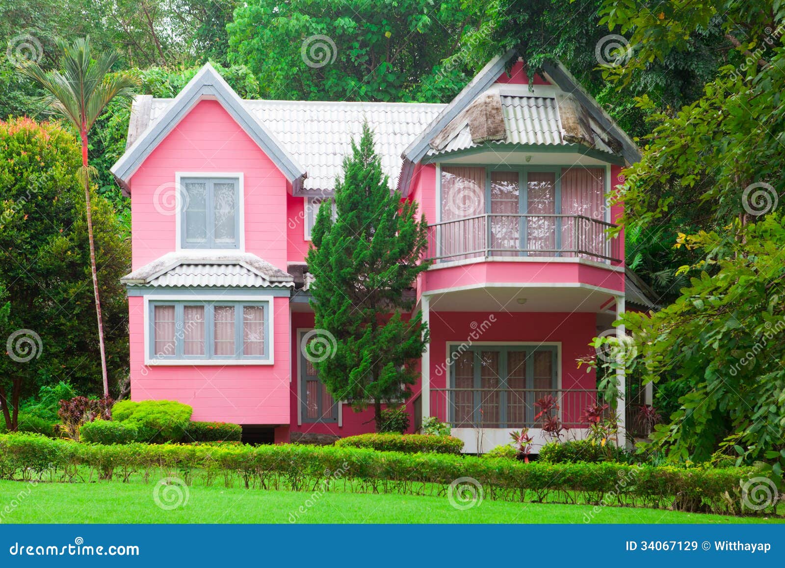 Pink house stock image. Image of real, luxury, architecture 34067129