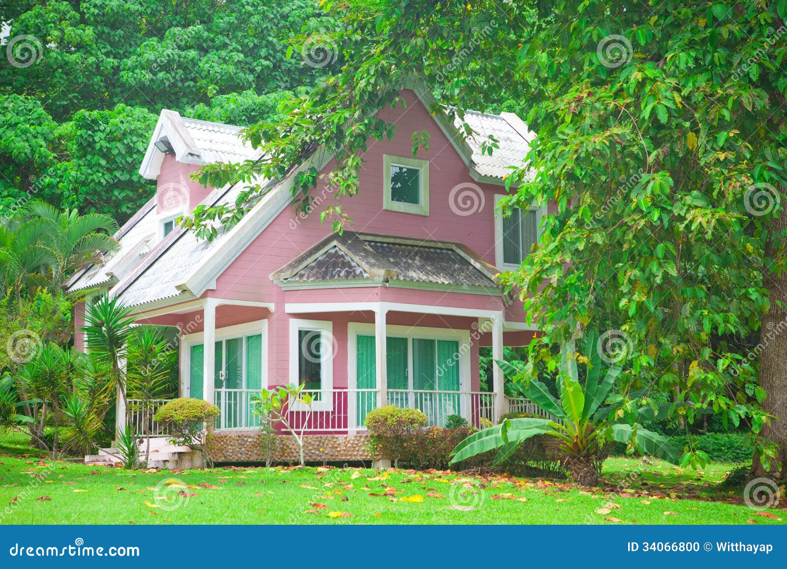 Pink house in forest stock photo. Image of countryside - 34066800