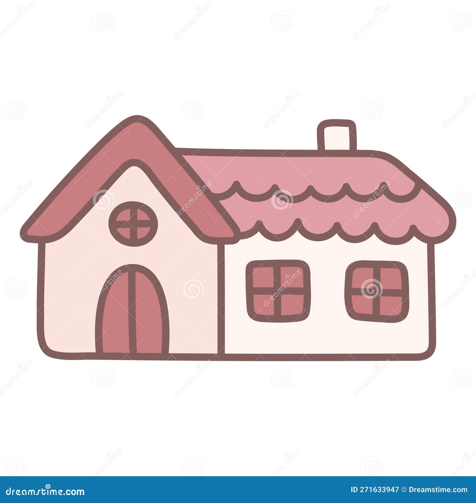 White and pink house illustration, Paper House Drawing, cottage