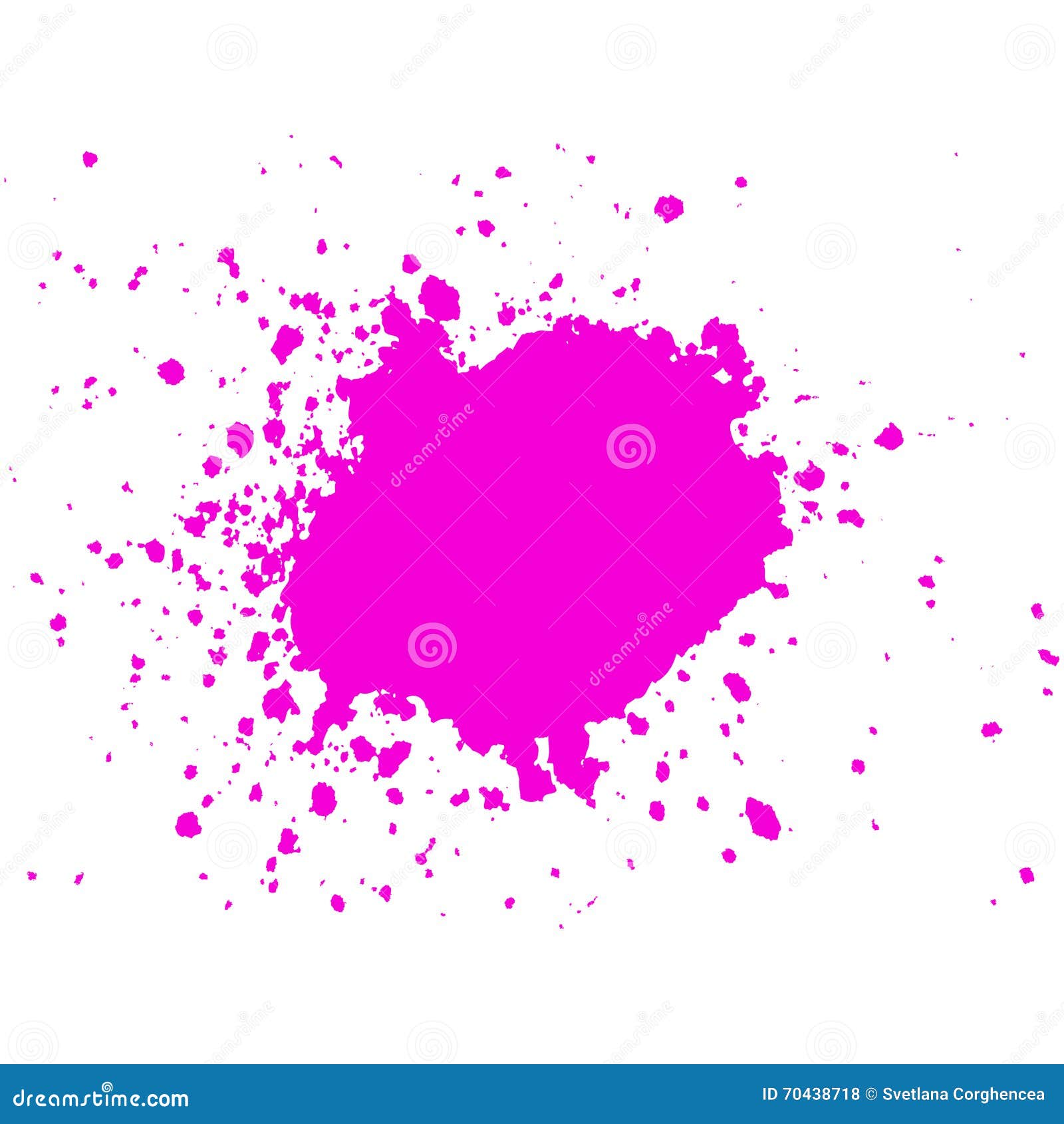 Pink Ink Paint Blob With Splatter On White Background. Stain Stock A Small Bright Spot On An Object Or Painting