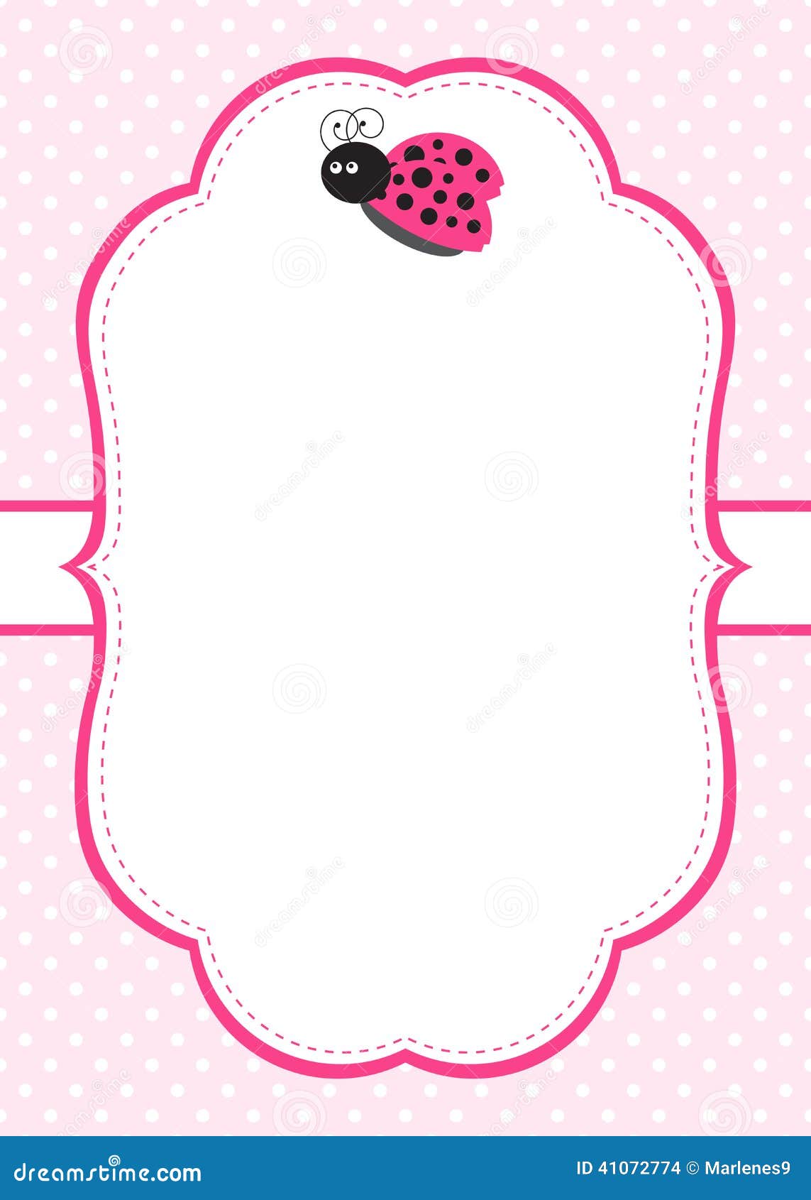 Pink Ladybug Invitation Stock Vector - Image: 41072774