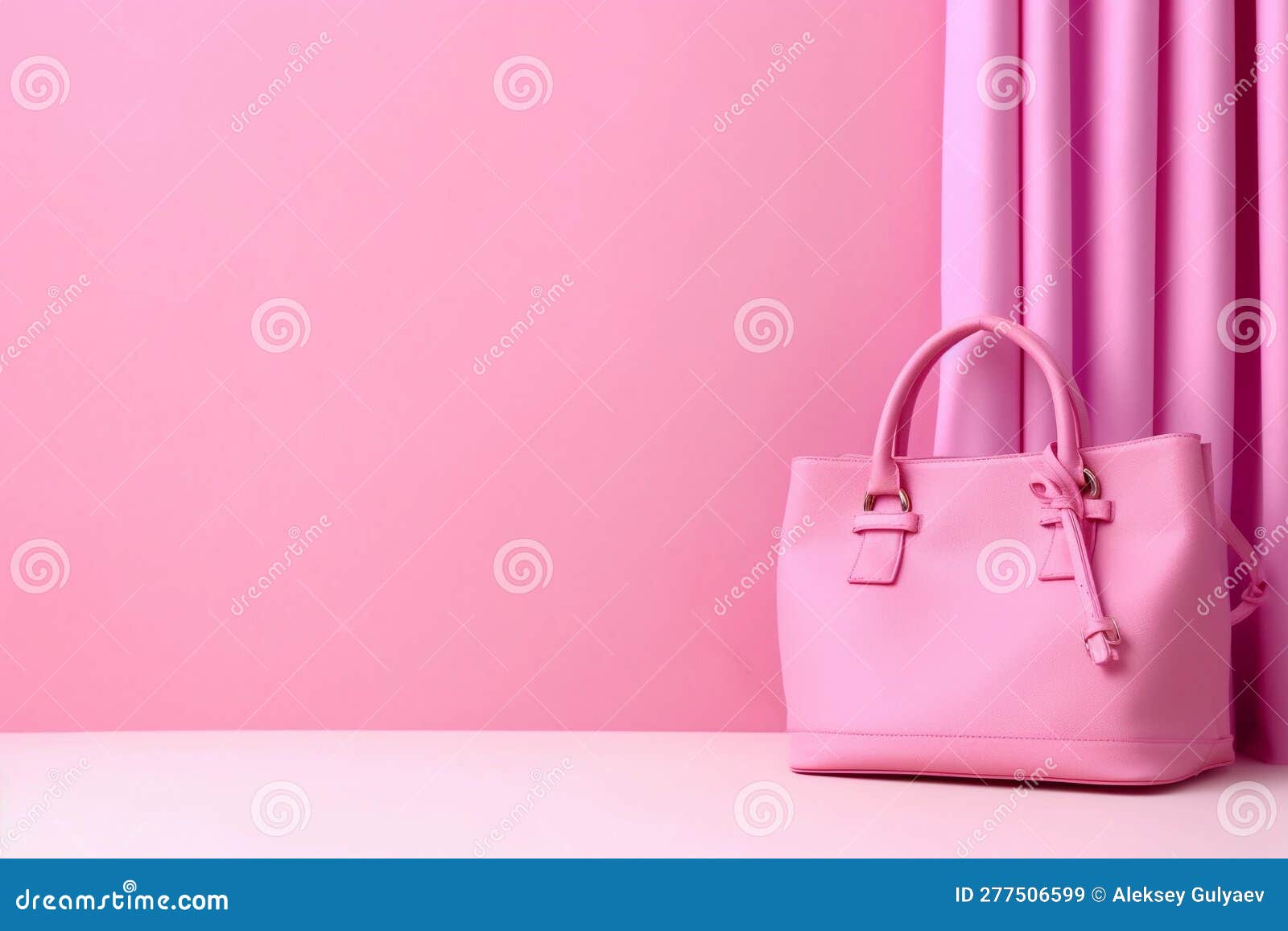 pink leather bag in a pink room