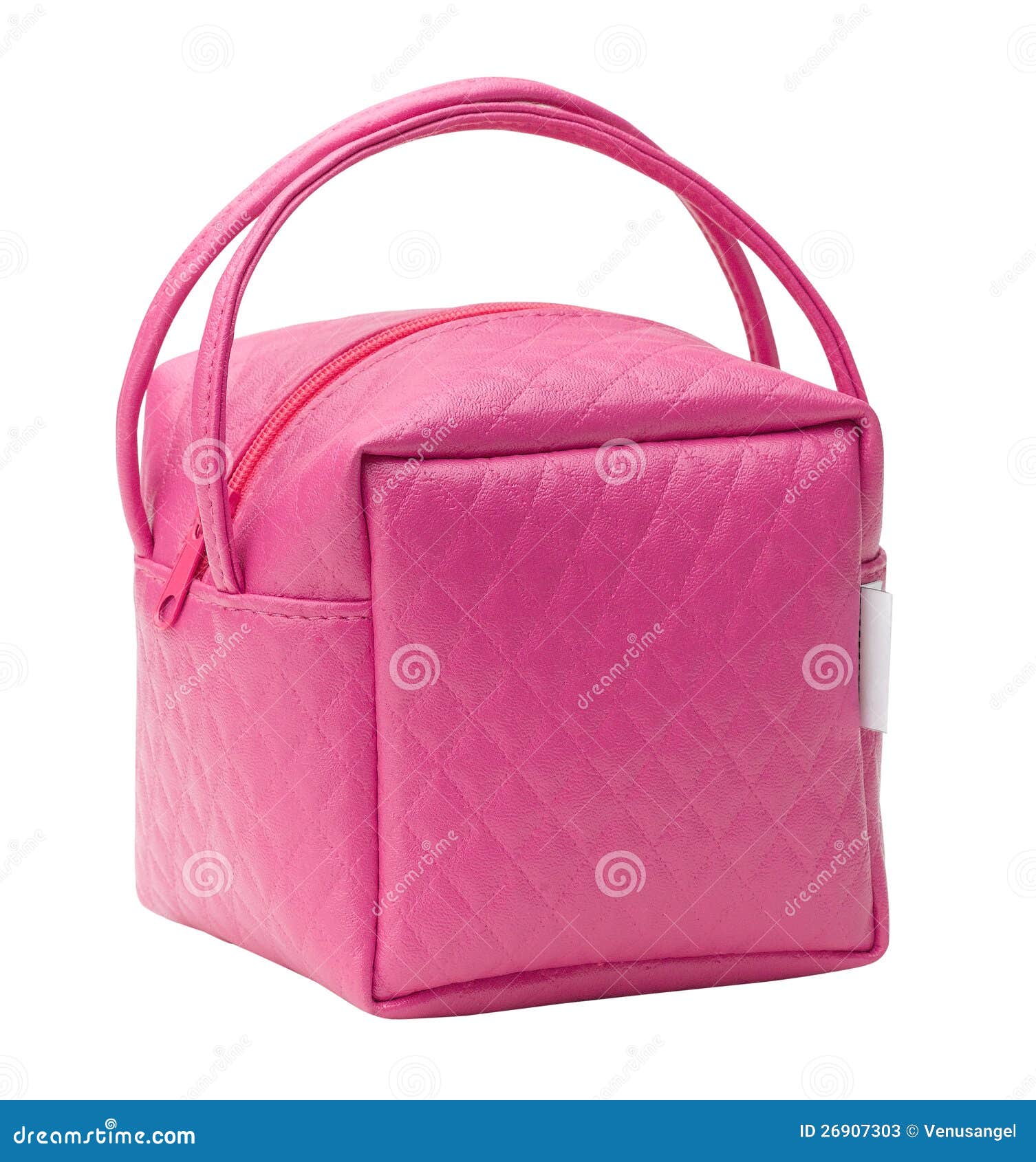 Pink leather cosmetic bag stock image. Image of shiny 26907303