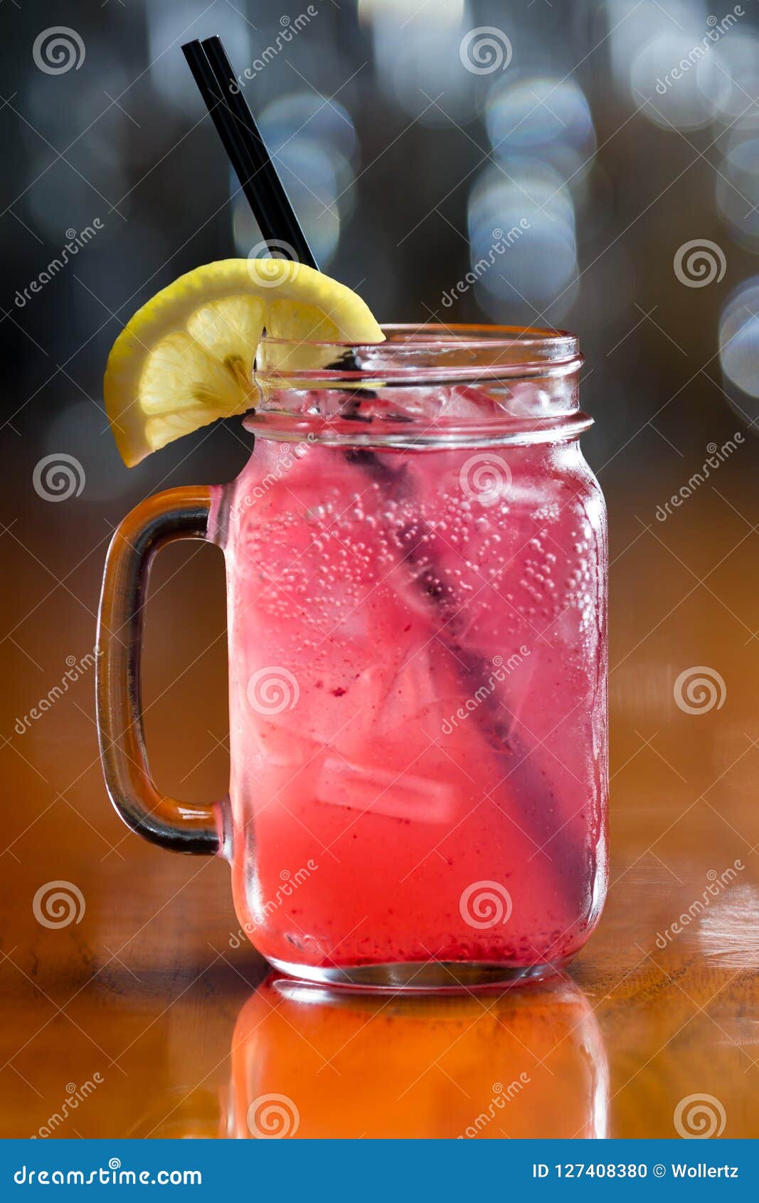 Pink Lemonade in a jar stock photo. Image of happy, served 127408380