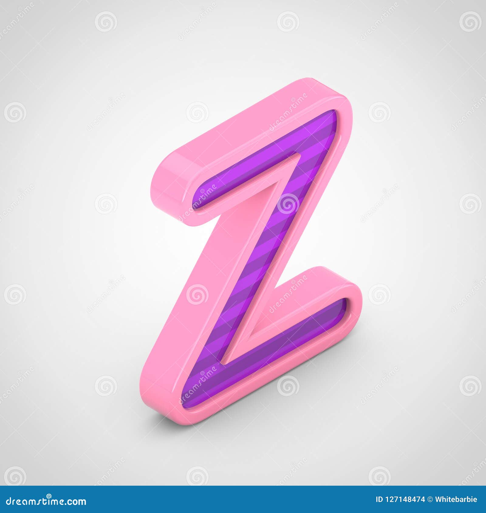 Pink Letter Z Uppercase With Violet Stripes Isolated On White ...