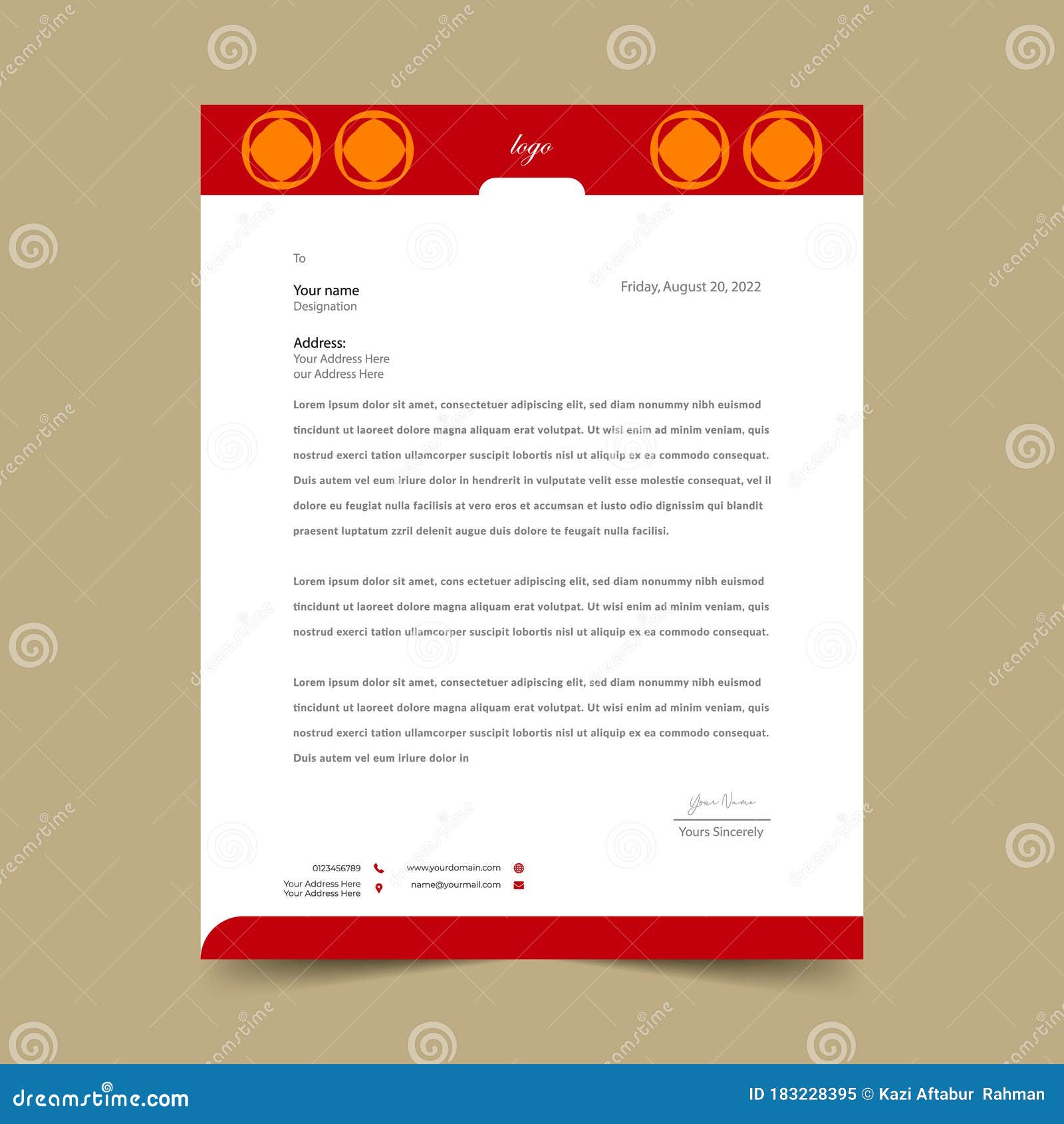 Pink Letterhead Pad Template Design Stock Vector Illustration of